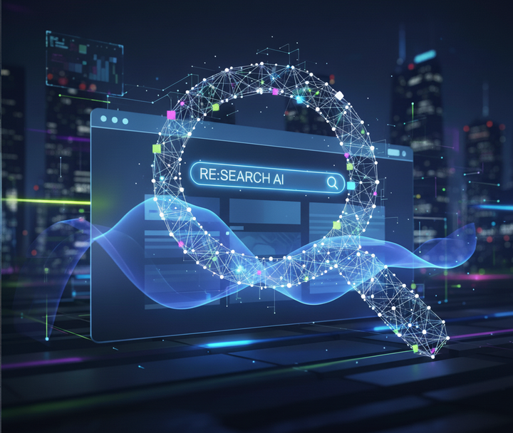 Abstract image of a page with a search glass